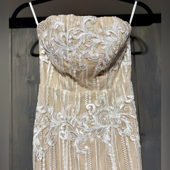 Lulus Ever Thine white lace Strapless Dress - Picture 6 of 14